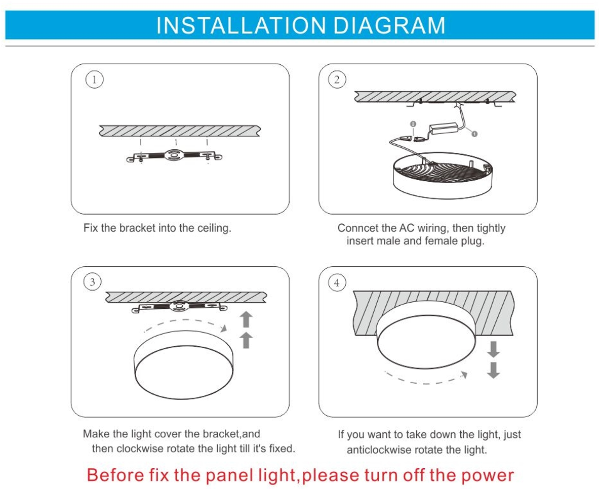 led light panel mount